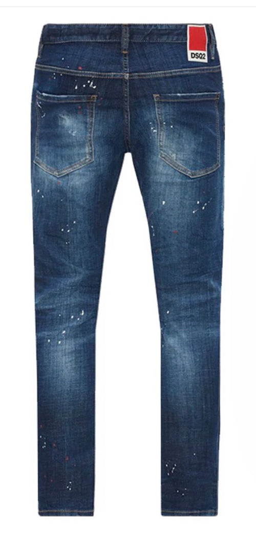 DSQUARED2 DSQ2 PATCH RIPPED SKATER JEANS IN BLUE