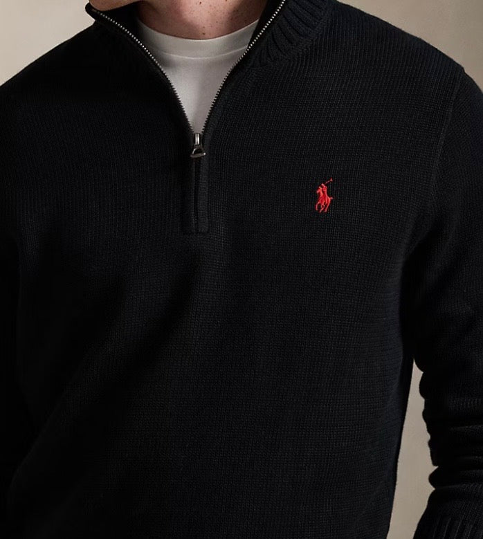 Ralph Lauren Cotton Quarter-Zip Mockneck Jumper