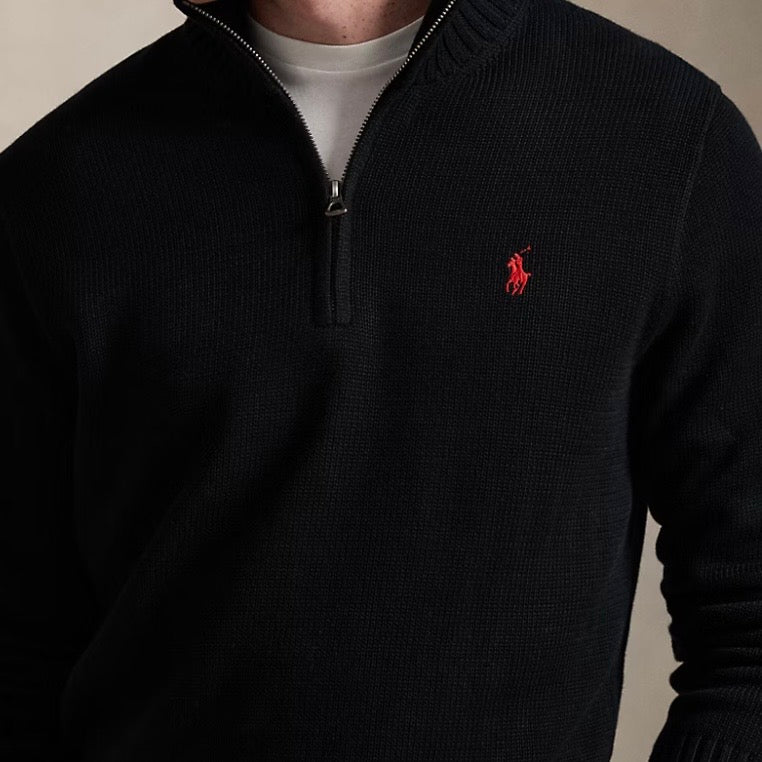 Ralph Lauren Cotton Quarter-Zip Mockneck Jumper