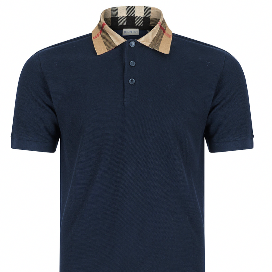 Burberry Check Collar Cotton Polo Shirt