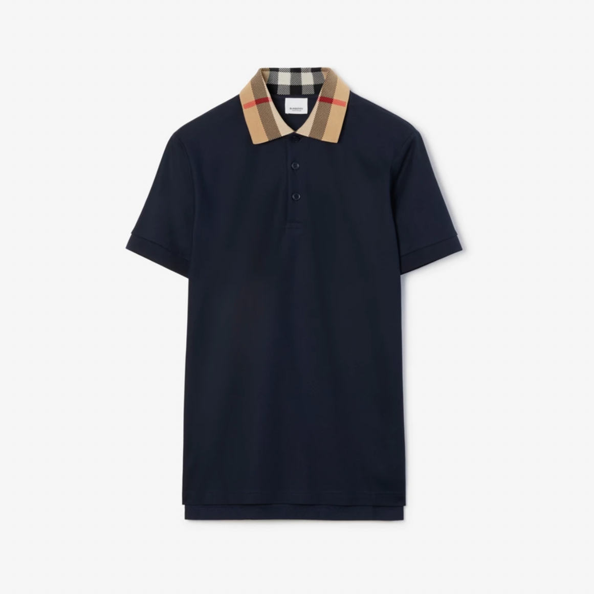 Burberry Check Collar Cotton Polo Shirt
