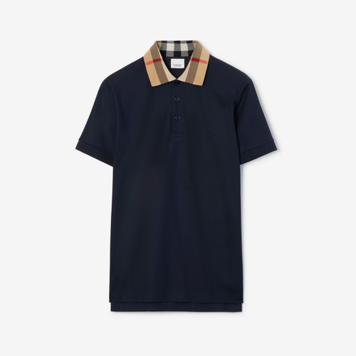 Burberry Check Collar Cotton Polo Shirt
